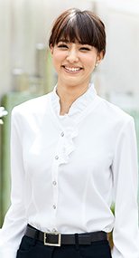 01075 en joie(アンジョア) ほどよいフリルが優しい長袖ブラウス 93-01075