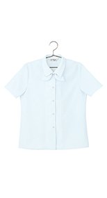 06060 en joie(アンジョア) 光沢のストライプがシャープで華やかな半袖ブラウス 93-06060