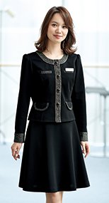 51693 en joie(アンジョア) 女性らしいシルエット×ニットで動きやすいフレアースカート 無地 93-51693