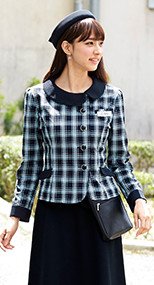 81740 en joie(アンジョア) 裏地がないので軽くて動きやすい!チェック柄ソフトジャケット 93-81740