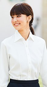 en joie(アンジョア) 01135 首元をきれいにみせ優美なシルエット長袖シャツ 93-01135