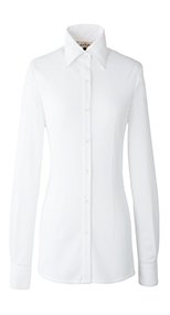 en joie(アンジョア) 01165 シワになりにくくストレッチで透け防止の長袖ニットシャツ 93-01165