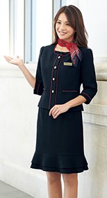 en joie(アンジョア) 56461 2WAYストレッチでシワになりにくいティアードスカート(53cm丈) 無地 93-56461
