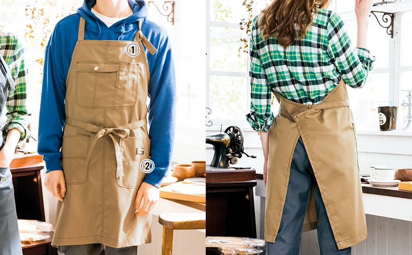 AZ64180 アイトス Wrangler(ラングラー) 胸当てエプロン(男女兼用) 商品詳細・こだわりPOINT