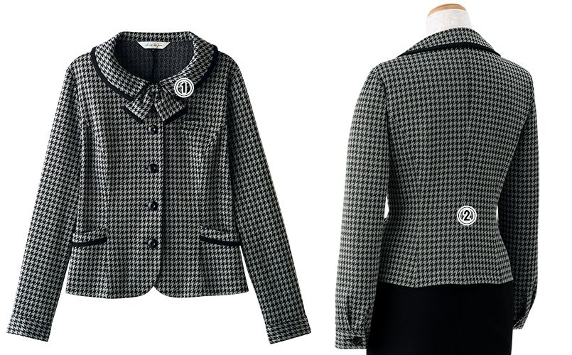 en joie(アンジョア) 21900 長袖オーバーブラウス(リボン取り外し可能) ツイードチドリ 商品詳細・こだわりPOINT