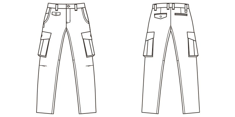 RP6904 ROCKY ツイルカーゴパンツ(男女兼用) ハンガーイラスト・線画