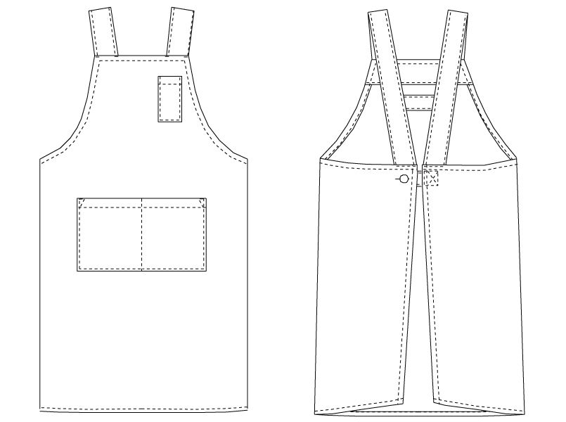 T-7501 チトセ(アルベ) 胸当てエプロン H型(男女兼用) ハンガーイラスト・線画