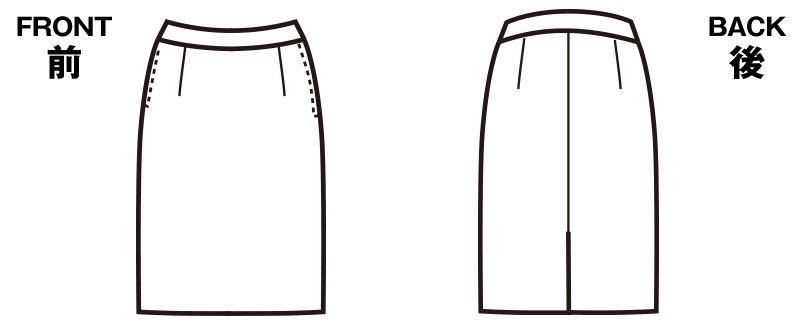 FS45812 nuovo(ヌーヴォ) バックアップウエストタイトスカート 無地 ハンガーイラスト・線画