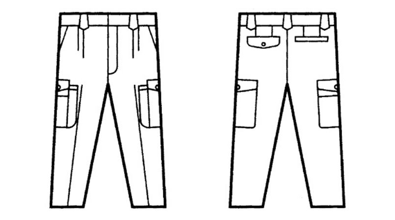 自重堂 41502 ソフトツイル制電ツータックカーゴパンツ ハンガーイラスト・線画
