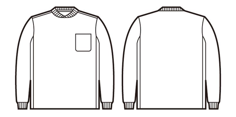 自重堂 47674 吸汗速乾長袖Tシャツ (胸ポケット有り) ハンガーイラスト・線画