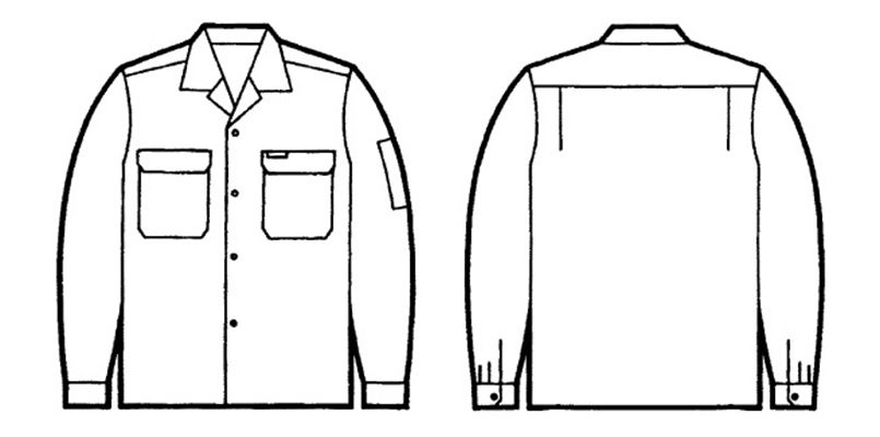 自重堂 6055 エコ製品制電長袖オープンシャツ(JIS T8118適合) ハンガーイラスト・線画