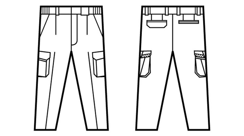 自重堂 81602 制電ストレッチ ワンタックカーゴパンツ(JIS T8118適合) ハンガーイラスト・線画