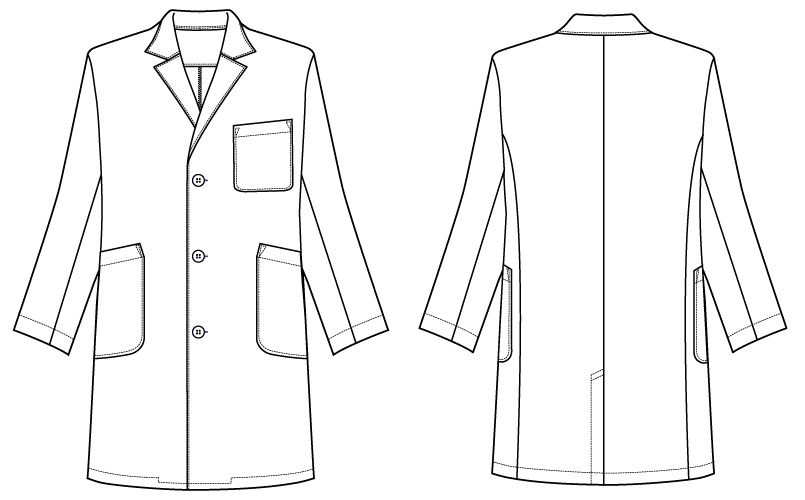 自重堂WHISEL WH11507 メンズシングルハーフコート(男性用) ハンガーイラスト・線画