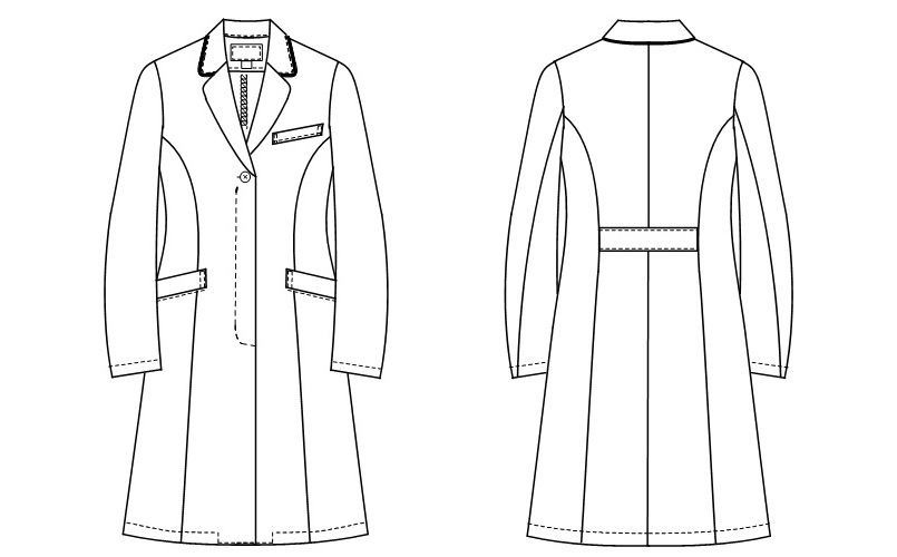 EH3710 ナガイレーベン(nagaileben) ビーズベリー ドクターコート(女性用) ハンガーイラスト・線画