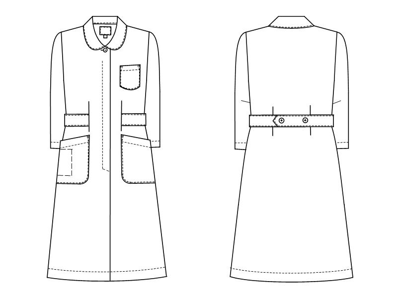 HO1916 ナガイレーベン(nagaileben) ホスパースタット 七分袖ワンピース(女性用) ハンガーイラスト・線画
