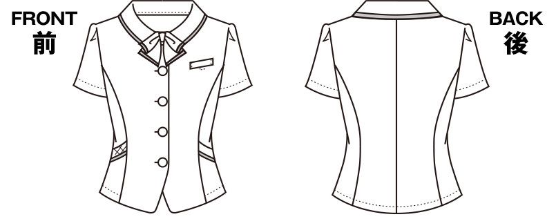 S-50330 SELERY(セロリー) オーバーブラウス(リボン取り外し可) チェック ハンガーイラスト・線画